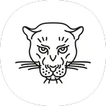 Logo La Panthère, tête de panthère contour noir sur fond blanc